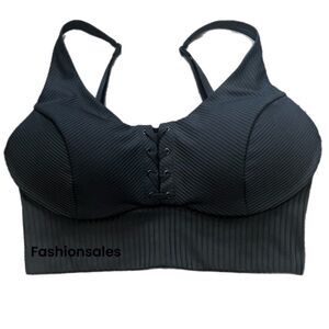 Victorias Secret Allegro Medium Support Flow on Point Lined sport bra Black